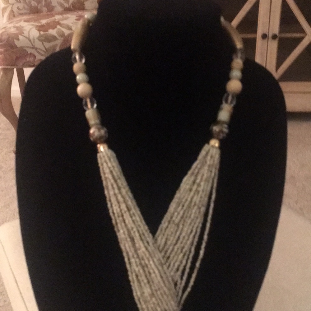 Gold & Ivory Bead Necklace